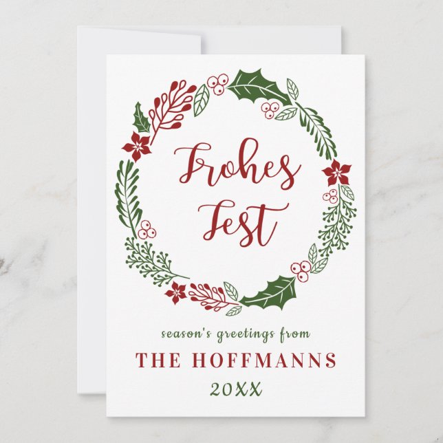 Cartes Pour Fêtes Annuelles Joyeux Noël allemand, personnalisé (Devant)