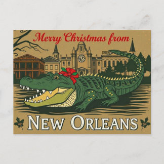 Cartes Pour Fêtes Annuelles Joyeux Noël Alligator de la Nouvelle-Orléans