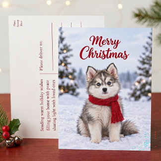 Cartes Pour Fêtes Annuelles Joyeux Noël amateur de chien Pomsky mignon Husky