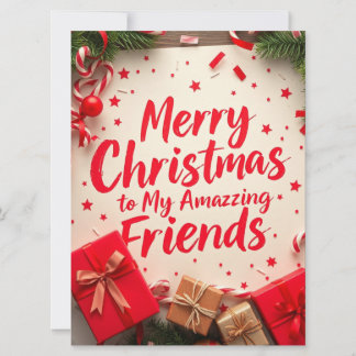 Cartes Pour Fêtes Annuelles Joyeux Noël Amis Incroyables Typographie Festive