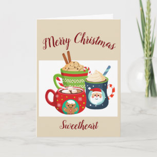 Cartes Pour Fêtes Annuelles Joyeux Noël Amour Amour Chaud Chocolat Chaud