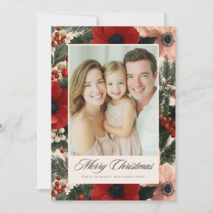 Cartes Pour Fêtes Annuelles Joyeux Noël Anémone Fond floral de fêtes