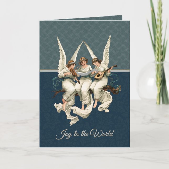 Cartes Pour Fêtes Annuelles Joyeux Noël Angel Bleu Turquoise Vacances (Devant)