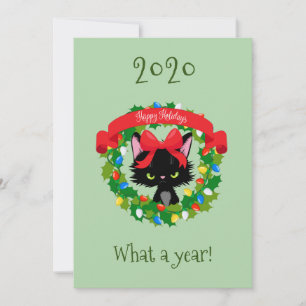 Cartes Pour Fêtes Annuelles Joyeux Noël Angry Kitty Chat What a Year 2020