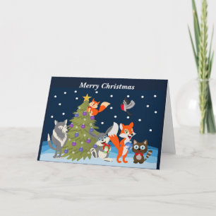 Cartes Pour Fêtes Annuelles Joyeux Noël Animaux Animés