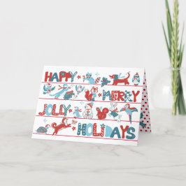 Cartes Pour Fêtes Annuelles Joyeux Noël Animaux Vintages Vacances Animaux