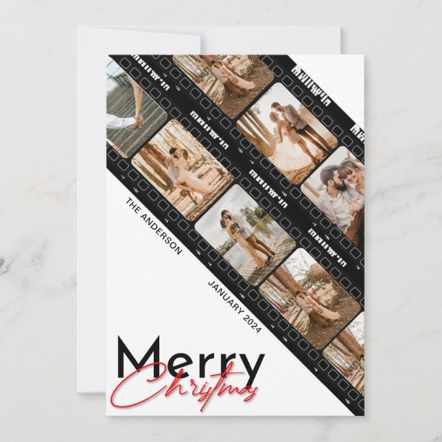 Cartes Pour Fêtes Annuelles Joyeux Noël Appareil Photo Film Classique Collage  (Devant)
