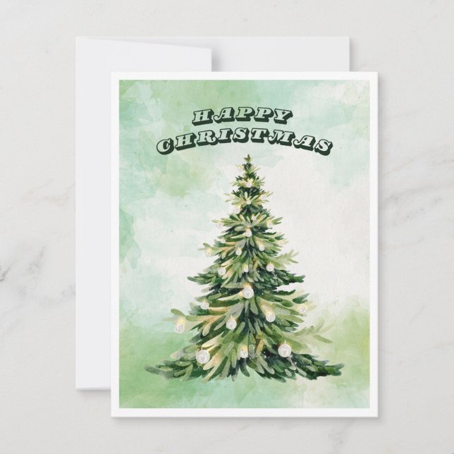 Cartes Pour Fêtes Annuelles Joyeux Noël Aquarelle Arbre de Noël (Devant)