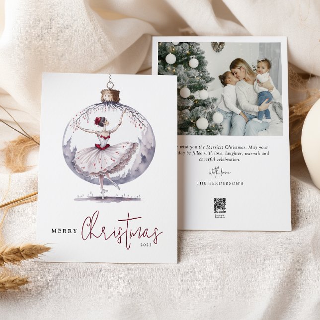 Cartes Pour Fêtes Annuelles Joyeux Noël aquarelle Bauble photo (Créateur téléchargé)