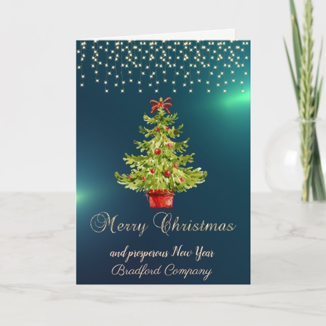 Cartes Pour Fêtes Annuelles Joyeux Noël, Aquarelle, Compagnie Lumière (Devant)