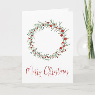 Cartes Pour Fêtes Annuelles Joyeux Noël, aquarelle couronne de Noël