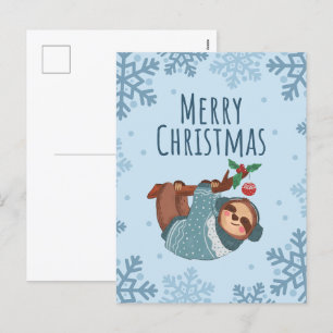 Cartes Pour Fêtes Annuelles Joyeux Noël aquarelle fentes et flocons de neige