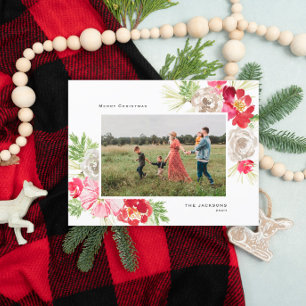 Cartes Pour Fêtes Annuelles Joyeux Noël aquarelle Flower