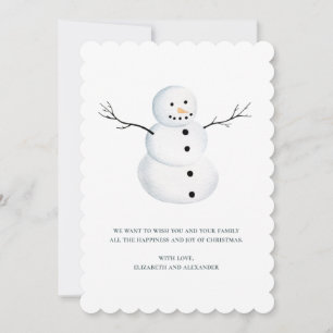 Cartes Pour Fêtes Annuelles Joyeux Noël. Aquarelle mignonne bonhomme de neige.