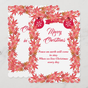 Cartes Pour Fêtes Annuelles Joyeux Noël Aquarelle Pêche Feuilles d'érable