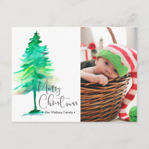 Cartes Pour Fêtes Annuelles Joyeux Noël, Aquarelle Pinetree, Photo