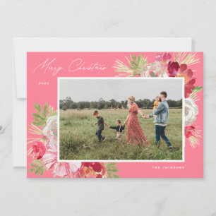 Cartes Pour Fêtes Annuelles Joyeux Noël Aquarelle rose
