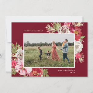 Cartes Pour Fêtes Annuelles Joyeux Noël Aquarelle Rouge