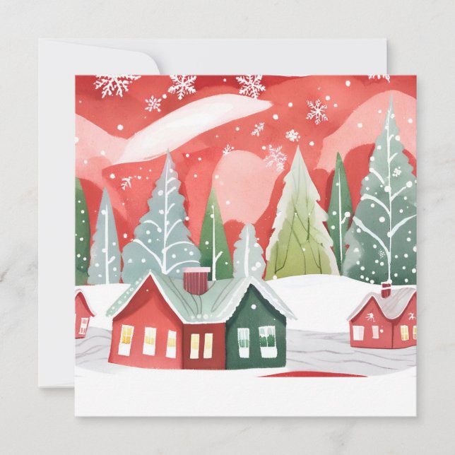 Cartes Pour Fêtes Annuelles Joyeux Noël | Aquarelle rouge (Devant)
