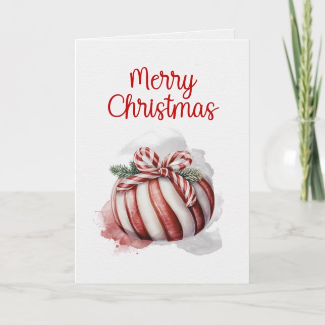 Cartes Pour Fêtes Annuelles Joyeux Noël Aquarelle Sucre de canne Bonbon (Devant)