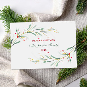 Cartes Pour Fêtes Annuelles Joyeux Noël Aquarelle verte non photo
