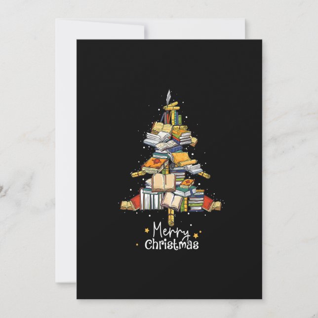 Cartes Pour Fêtes Annuelles Joyeux Noël Arbre de la bibliothèque Amoureux des  (Devant)