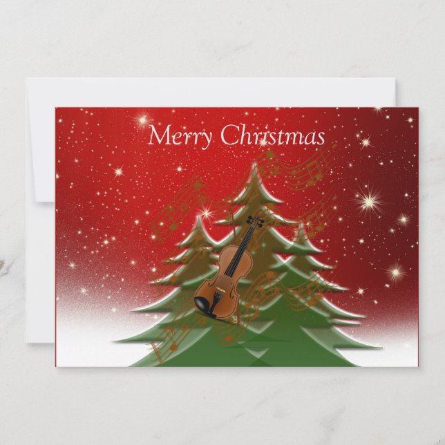 Cartes Pour Fêtes Annuelles Joyeux Noël - Arbre de Noël avec Violon (Devant)