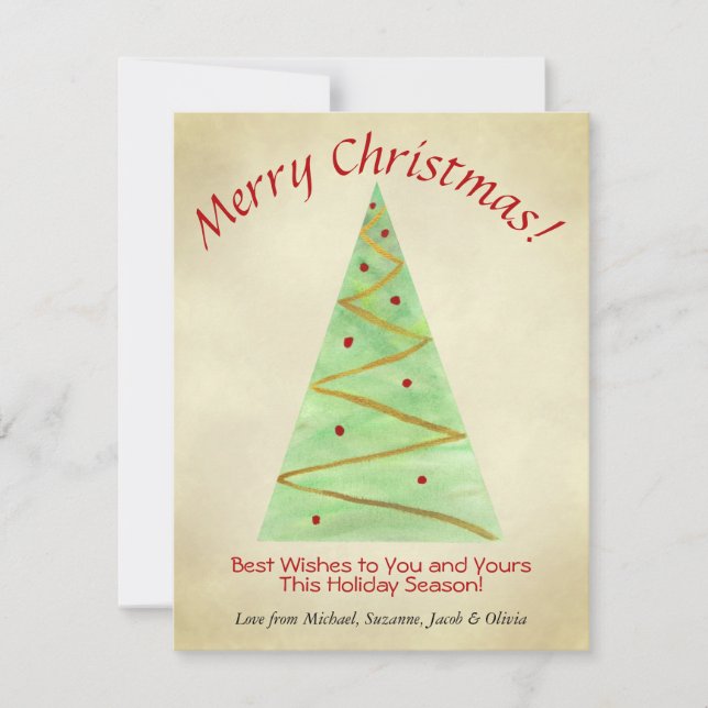 Cartes Pour Fêtes Annuelles Joyeux Noël! Arbre de Noël simple Waterton (Devant)