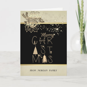 Cartes Pour Fêtes Annuelles Joyeux Noël, Arbre de pins, Étoiles, Bell