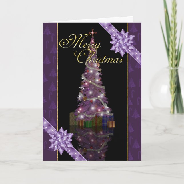 Cartes Pour Fêtes Annuelles Joyeux Noël - Arbre De Vacances Et Lumières (Devant)