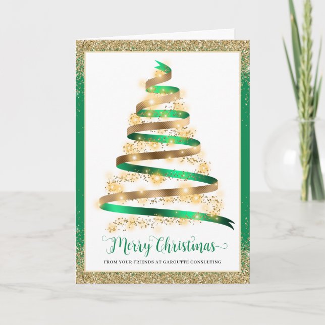 Cartes Pour Fêtes Annuelles Joyeux Noël Arbre Entreprise Logo Entreprise (Devant)