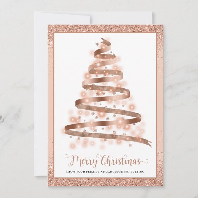 Cartes Pour Fêtes Annuelles Joyeux Noël Arbre Entreprise Logo Entreprise (Devant)
