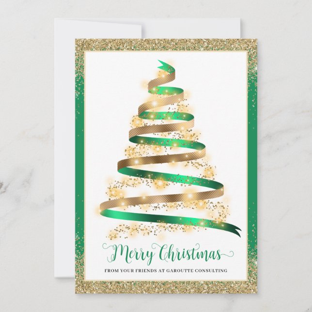 Cartes Pour Fêtes Annuelles Joyeux Noël Arbre Entreprise Logo Entreprise (Devant)