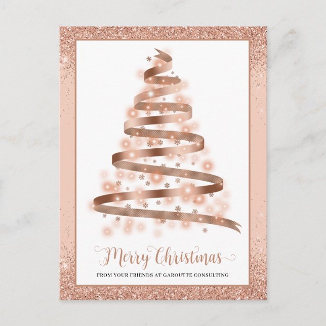 Cartes Pour Fêtes Annuelles Joyeux Noël Arbre Entreprise Logo Entreprise (Devant)