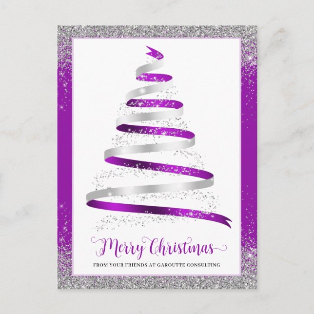 Cartes Pour Fêtes Annuelles Joyeux Noël Arbre Entreprise Logo Entreprise (Devant)