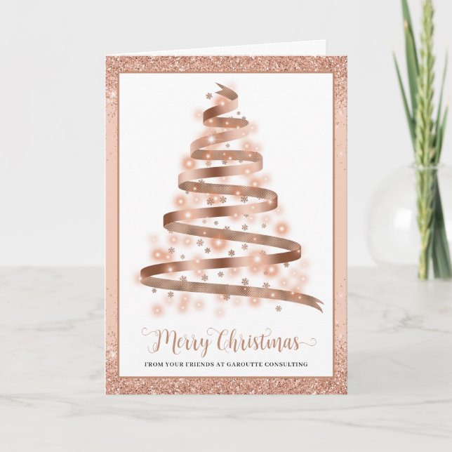 Cartes Pour Fêtes Annuelles Joyeux Noël Arbre Entreprise Logo Vacances (Devant)