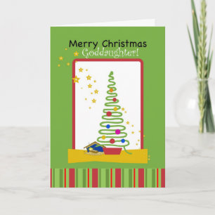 Cartes Pour Fêtes Annuelles Joyeux Noël, arbre et garderie de filleule