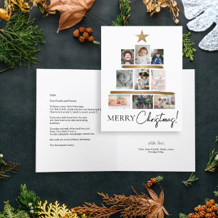 Cartes Pour Fêtes Annuelles Joyeux Noël Arbre Gold star Photo Collage