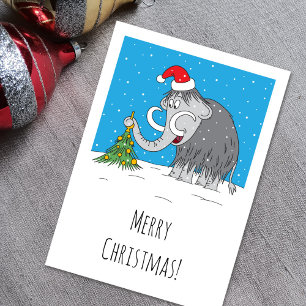 Cartes Pour Fêtes Annuelles Joyeux Noël Arbre mignon Mammoth Santa Hat