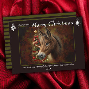 Cartes Pour Fêtes Annuelles Joyeux Noël Arbre Mule Equine Personnalisé