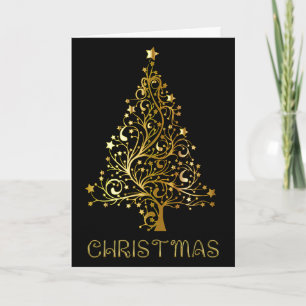 Cartes Pour Fêtes Annuelles Joyeux Noël Arbre Noir brillant Typographie