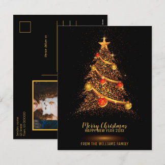 Cartes Pour Fêtes Annuelles Joyeux Noël Arbre Parties scintillant Famille Noir