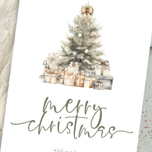 Cartes Pour Fêtes Annuelles Joyeux Noël Arbre Sage Script 2025 Calendrier
