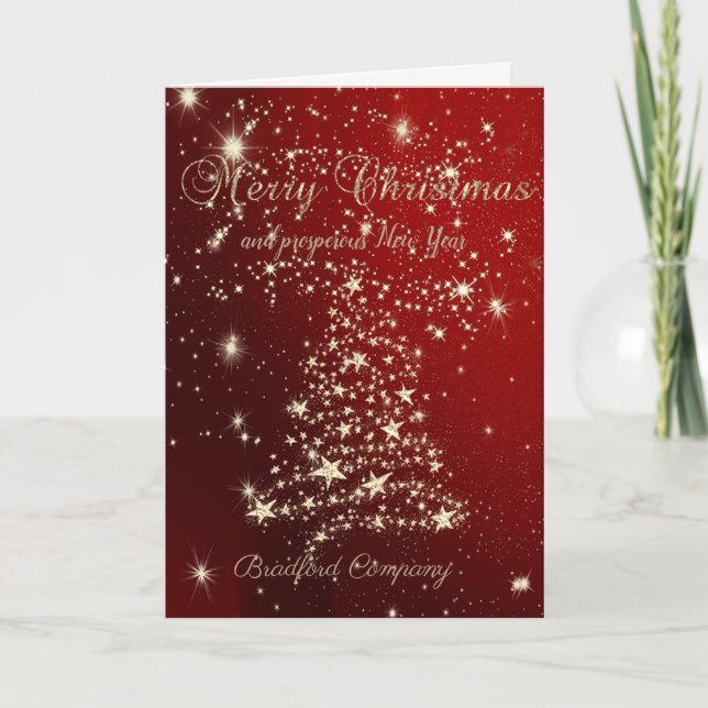 Cartes Pour Fêtes Annuelles Joyeux Noël, Arbres de Noël, Étoiles, Entreprise (Devant)