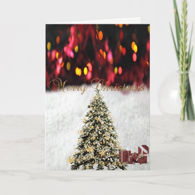 Cartes Pour Fêtes Annuelles Joyeux Noël, Arbres de Noël, Présents (Devant)