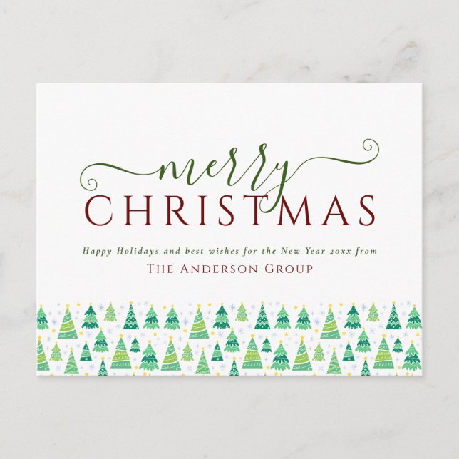 Cartes Pour Fêtes Annuelles Joyeux Noël Arbres Entreprise Entreprise (Devant)