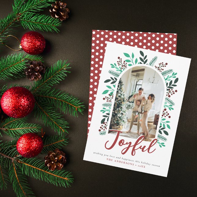 Cartes Pour Fêtes Annuelles Joyeux Noël Arch Berries Foliage Photo (Créateur téléchargé)