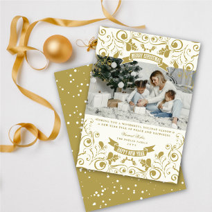 Cartes Pour Fêtes Annuelles Joyeux Noël Art Nouveau Floral Photo