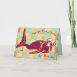 Cartes Pour Fêtes Annuelles Joyeux Noël Artsy Beach Mermaid Père Noël