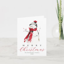Joyeux Noël au bonhomme de neige aquarelle festive